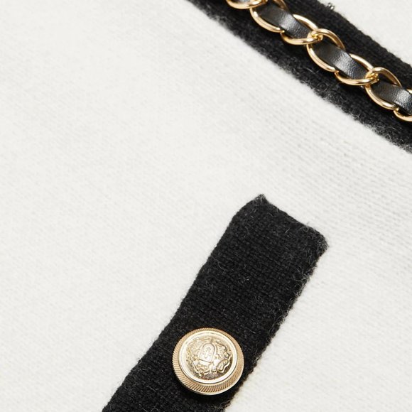 NEW Generation Love Size L Women's Senna Chain Cardigan - Cream / Black - Picture 7 of 7